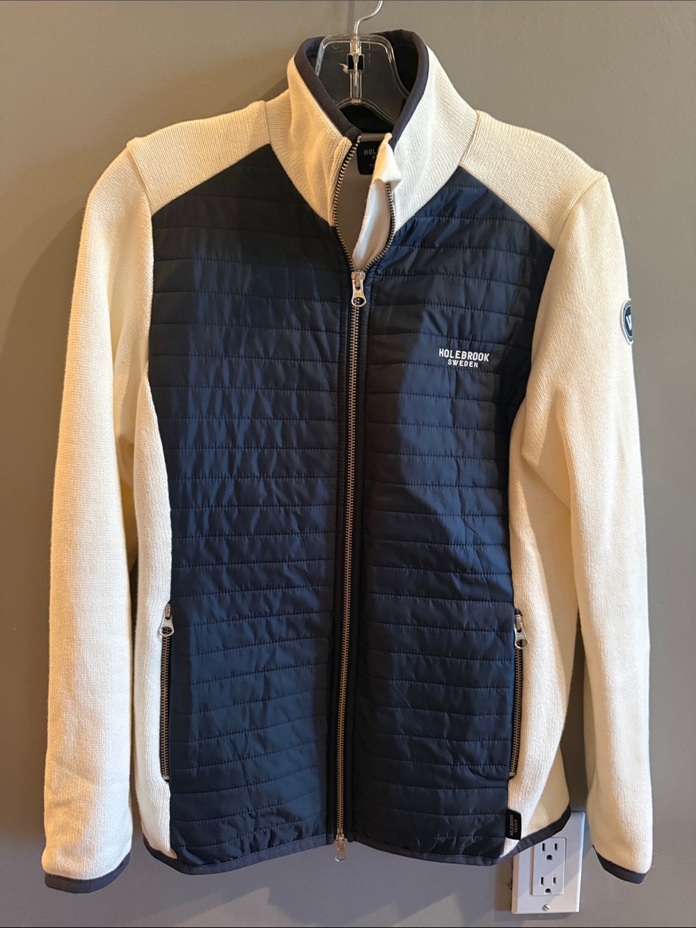 Holebrook Mimmi full zip Women's Quilted Navy & Cream Jacket NWOT small